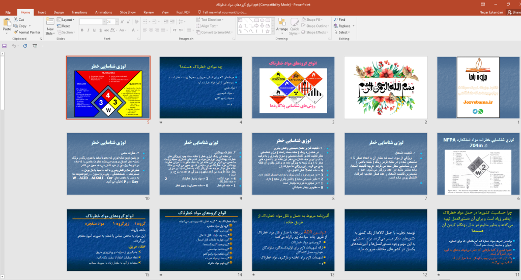 پاورپوینت انواع گروه های مواد خطرناک 