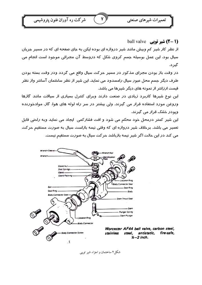 جزوه تعمیرات شیرهای صنعتی