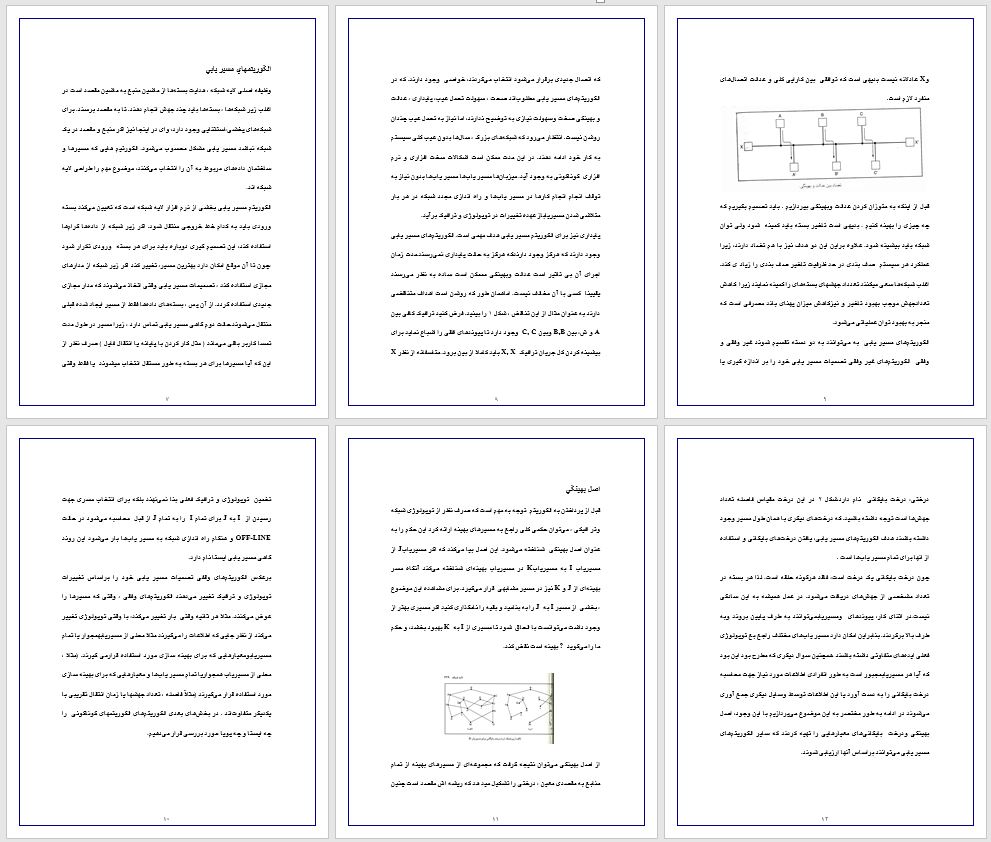 پایان‌نامه مهندسی کامپیوتر الگوریتم‌های مسیریابی